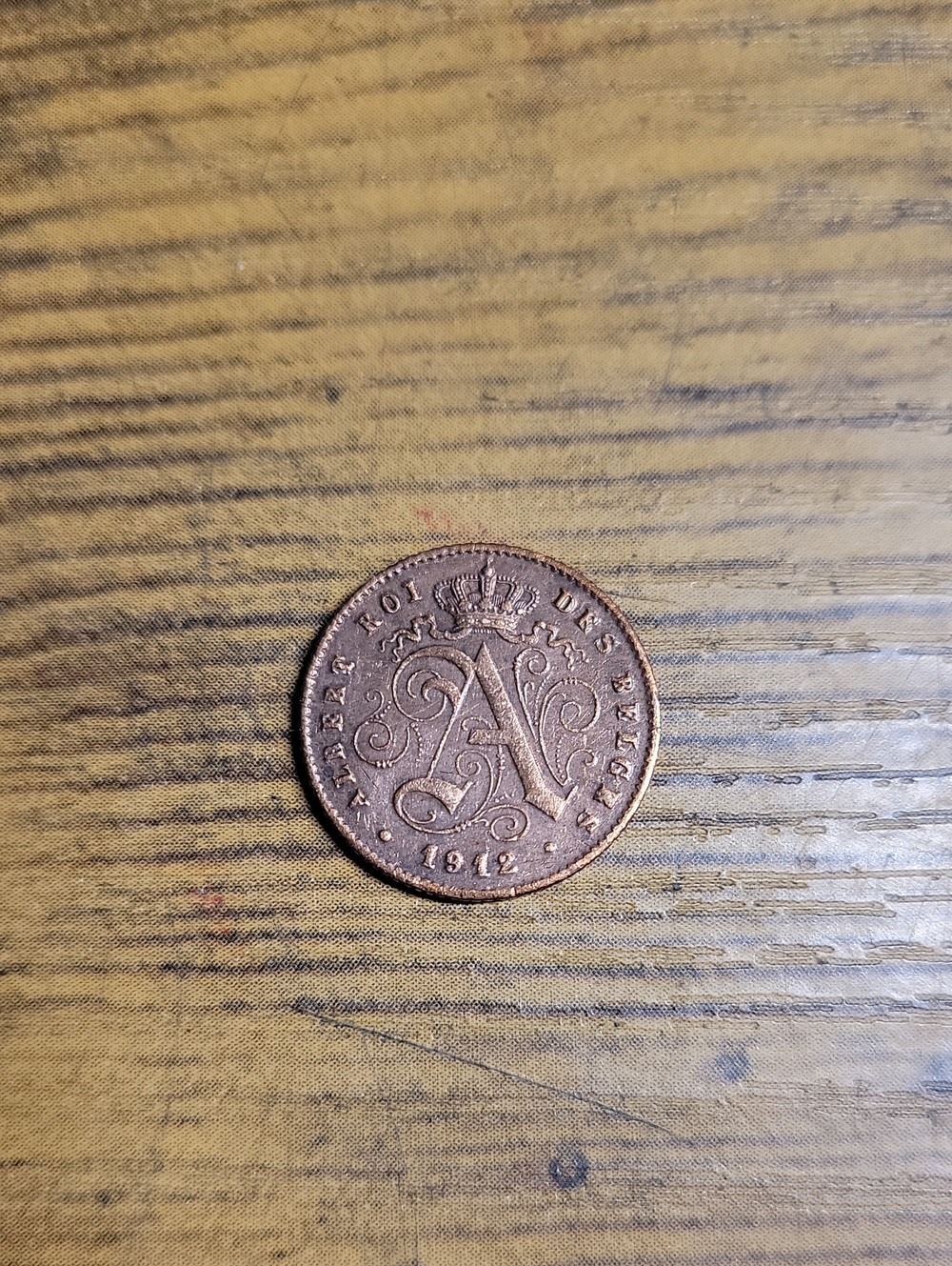 Vintage 1912 Belgium 1 Centime Coin- Copper Tones